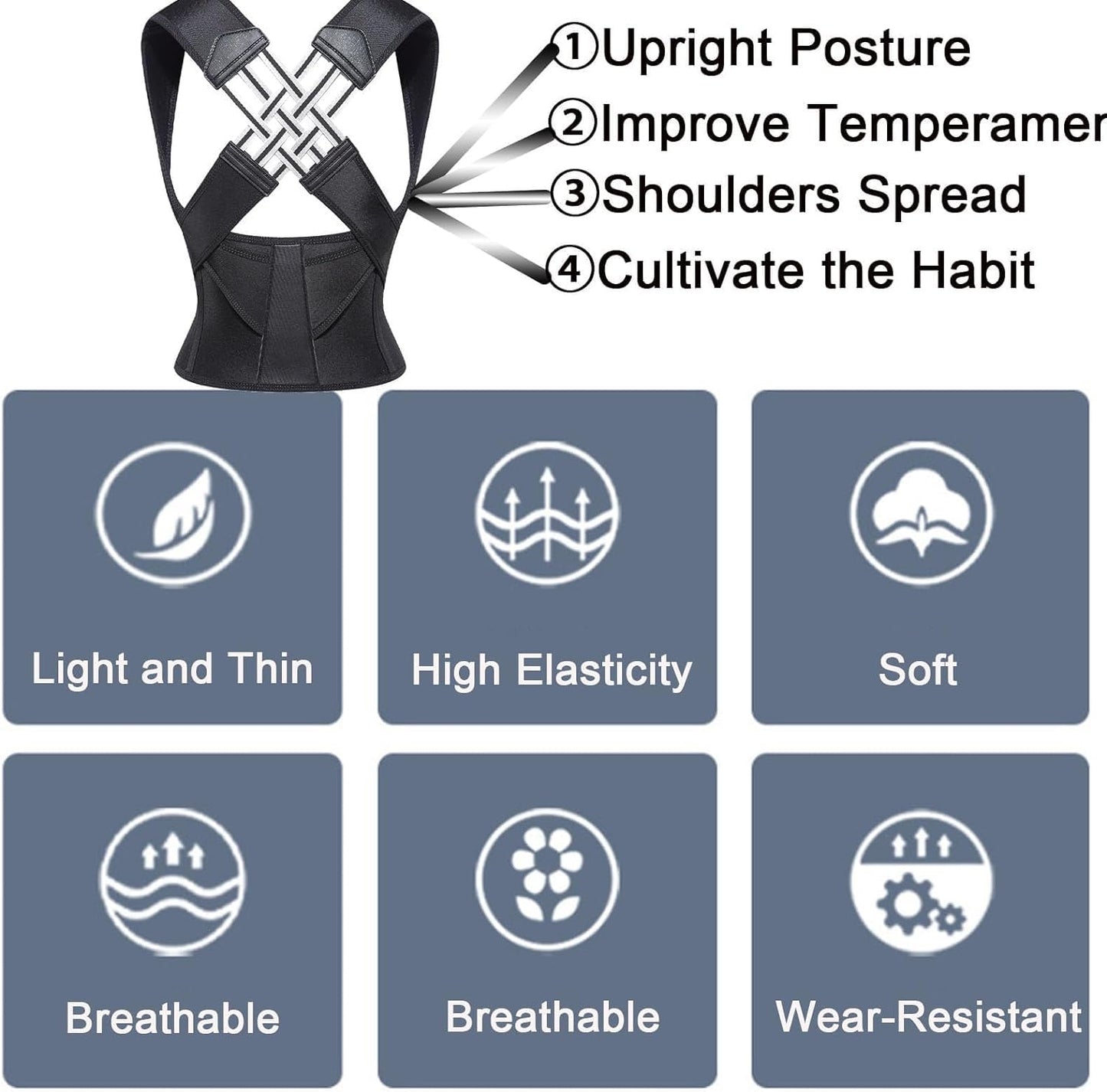 Adjustable Posture Corrector – Back, Neck & Shoulder Support